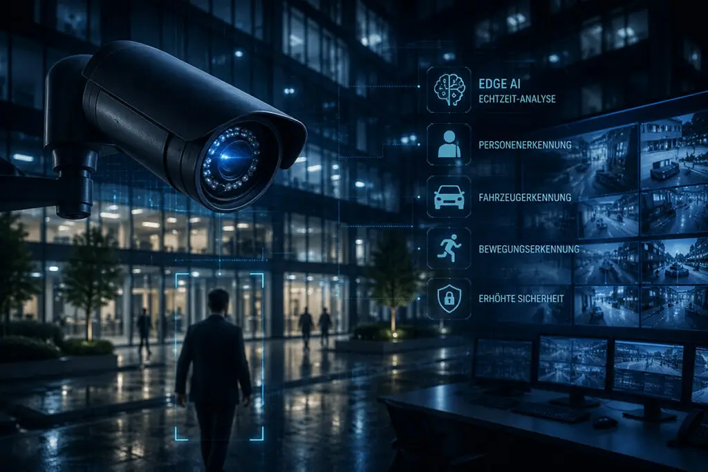 Moderne Edge AI Sicherheitskamera mit intelligenter Videoüberwachung