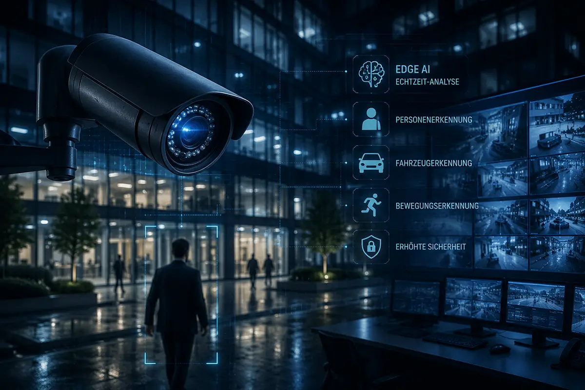 Moderne Edge AI Sicherheitskamera mit intelligenter Videoüberwachung
