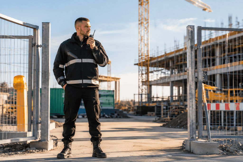 Sicherheitsdienst an einer Baustelle in Dortmund